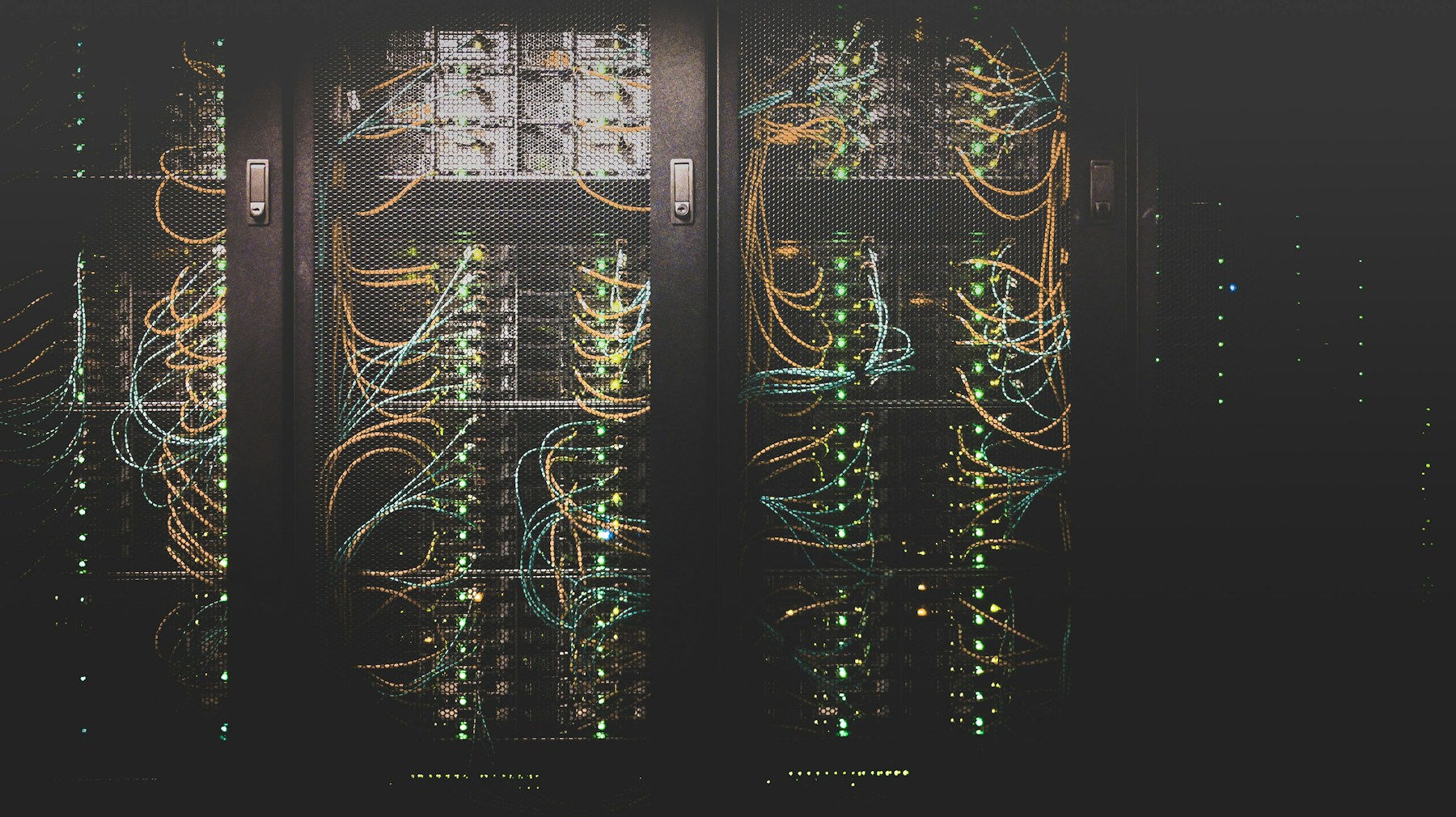 Rows of enterprise servers in a data center